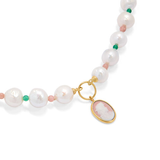 Pearl and porcelain cameo statement necklace by Vintouch